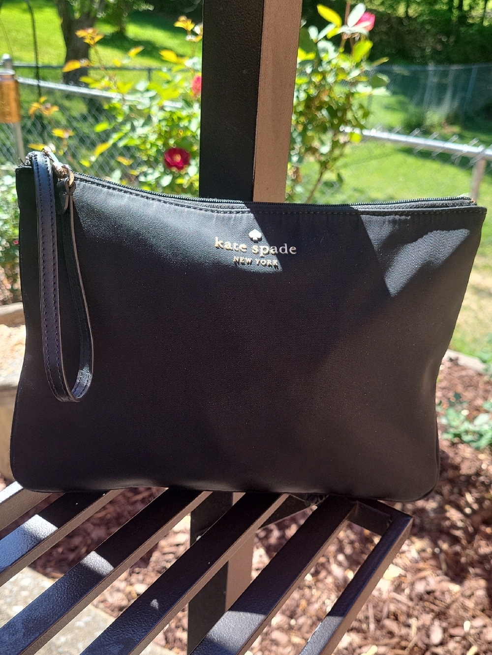kate spade Black Zip Wristlet with Gold Logo